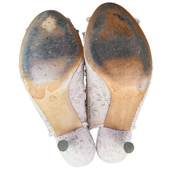 Moschino Cheap And Chic Women’s Open Toe Pink Boucle Fabric Pump Heels Size 38 - Picture 10 of 13